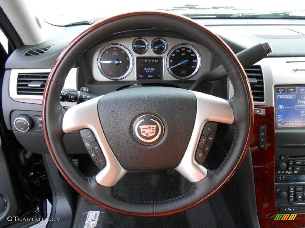 2014 Cadillac Escalade ESV Luxury AWD Ebony/Ebony Steering Wheel Photo #86579949