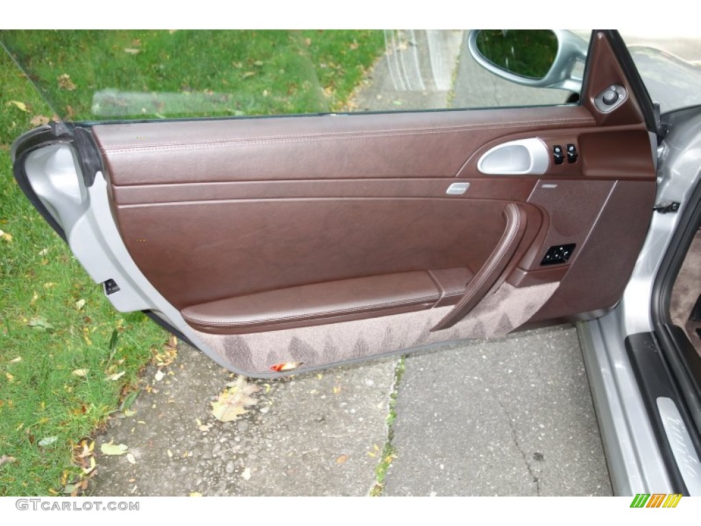 2008 Porsche 911 Turbo Coupe Cocoa Brown Door Panel Photo #86581485