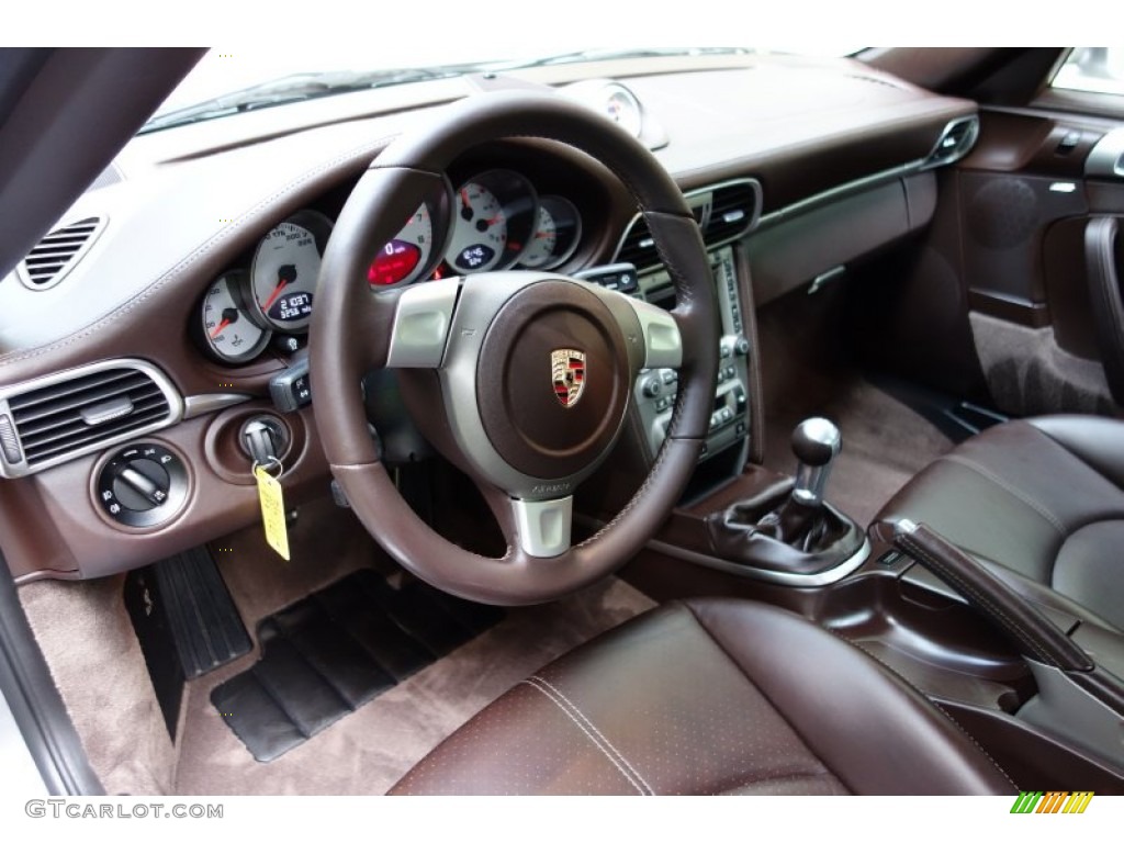 2008 Porsche 911 Turbo Coupe Cocoa Brown Dashboard Photo #86581605
