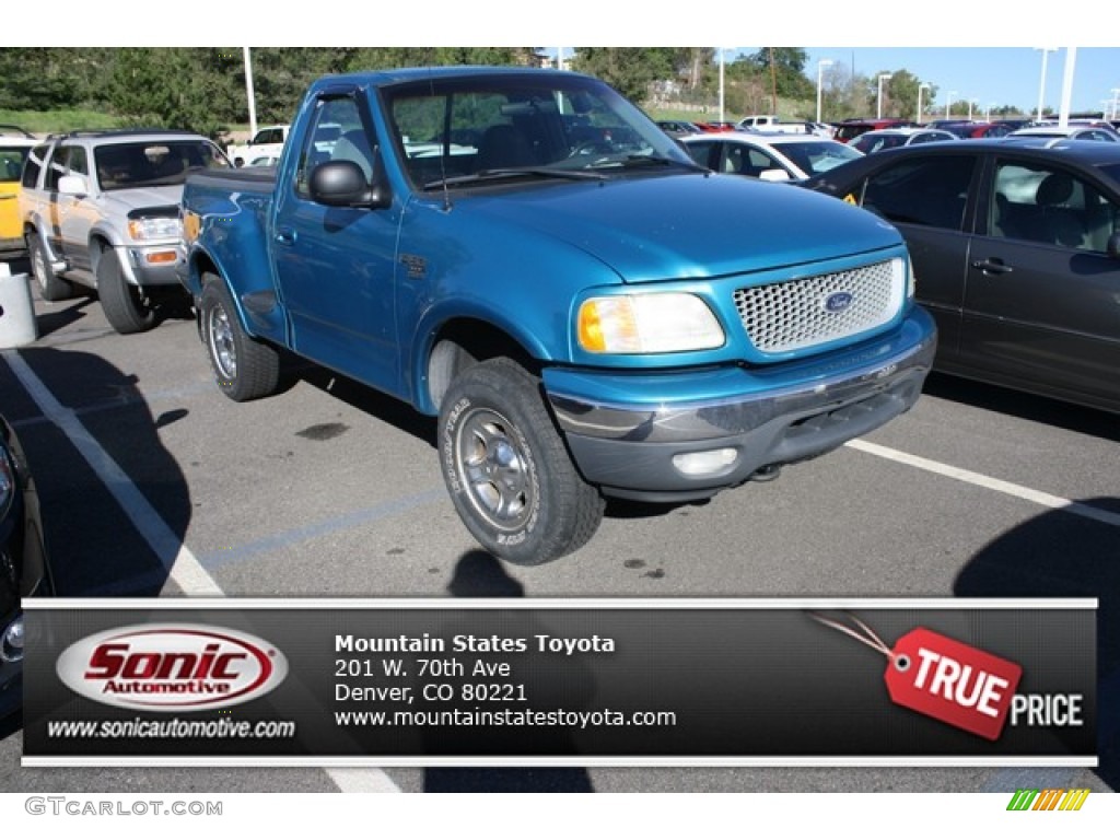 1999 F150 XL Regular Cab 4x4 - Island Blue Metallic / Medium Graphite photo #1