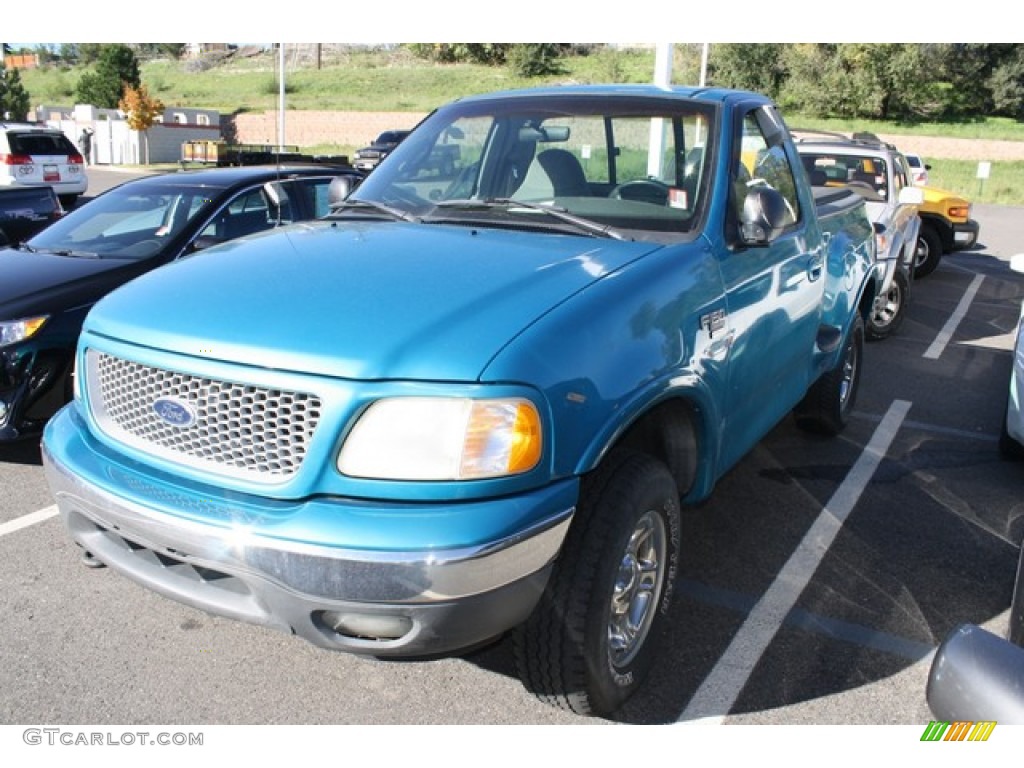 1999 F150 XL Regular Cab 4x4 - Island Blue Metallic / Medium Graphite photo #4