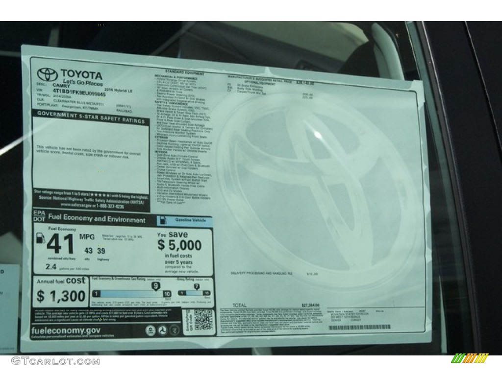 2014 Camry Hybrid LE - Clearwater Blue Metallic / Ash photo #10