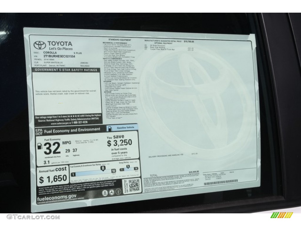 2014 Corolla S - Super White / Steel Blue photo #10