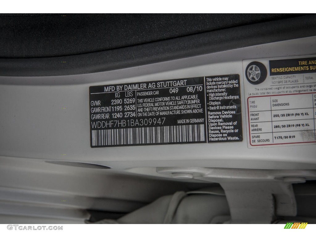 2011 Mercedes-Benz E 63 AMG Sedan Color Code Photos