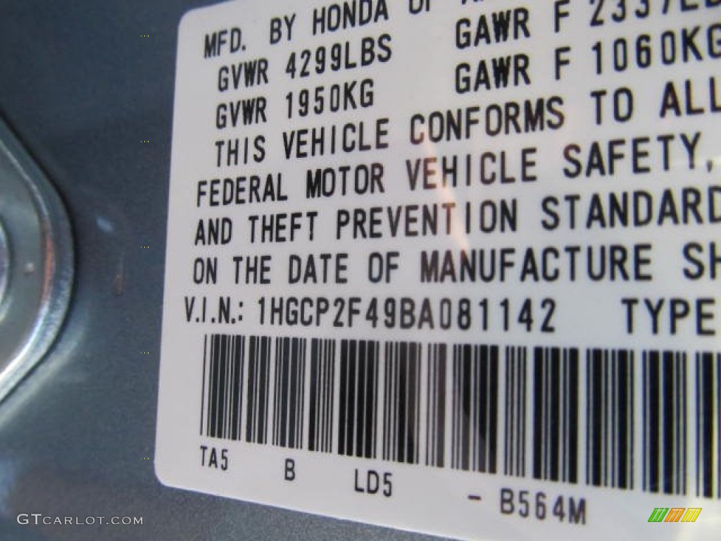 2011 Accord LX-P Sedan - Celestial Blue Metallic / Black photo #10