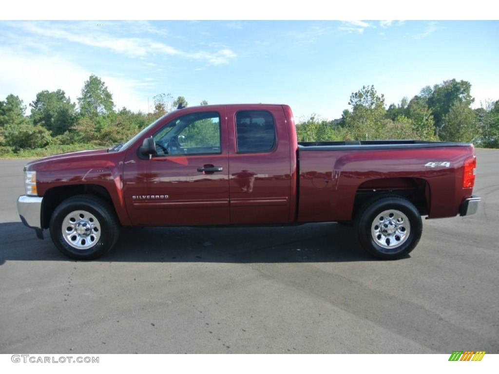 Deep Ruby Metallic 2013 Chevrolet Silverado 1500 LT Extended Cab 4x4 Exterior Photo #86606028