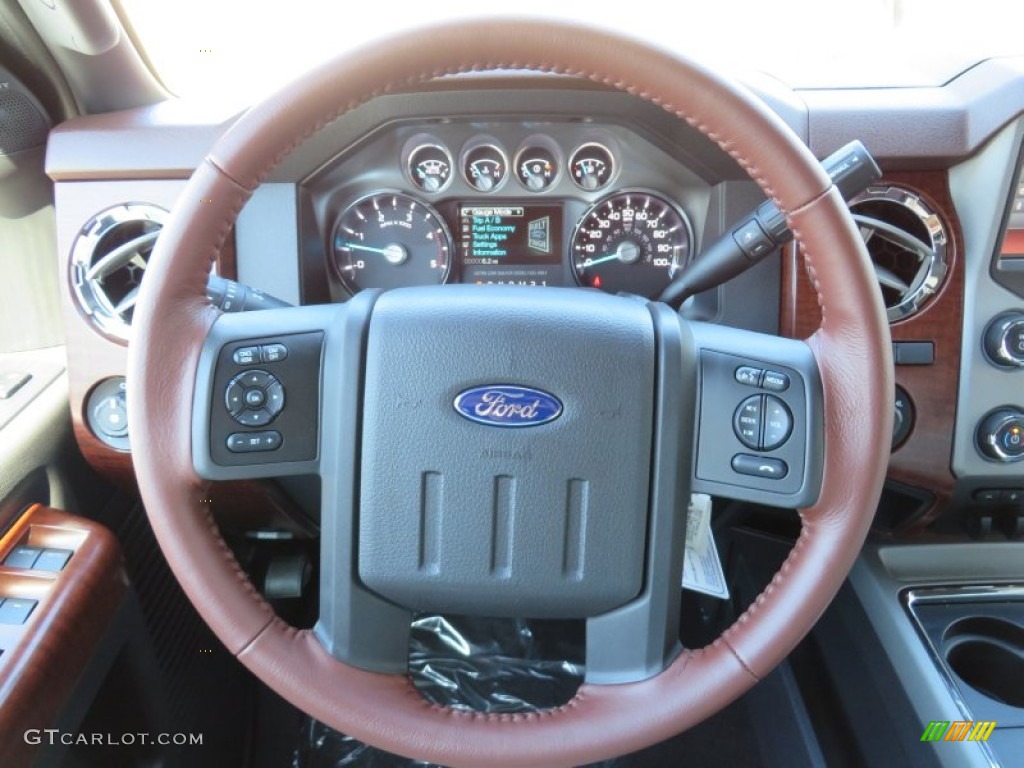 2014 Ford F350 Super Duty King Ranch Crew Cab 4x4 Dually King Ranch Chaparral Leather Steering Wheel Photo #86607744