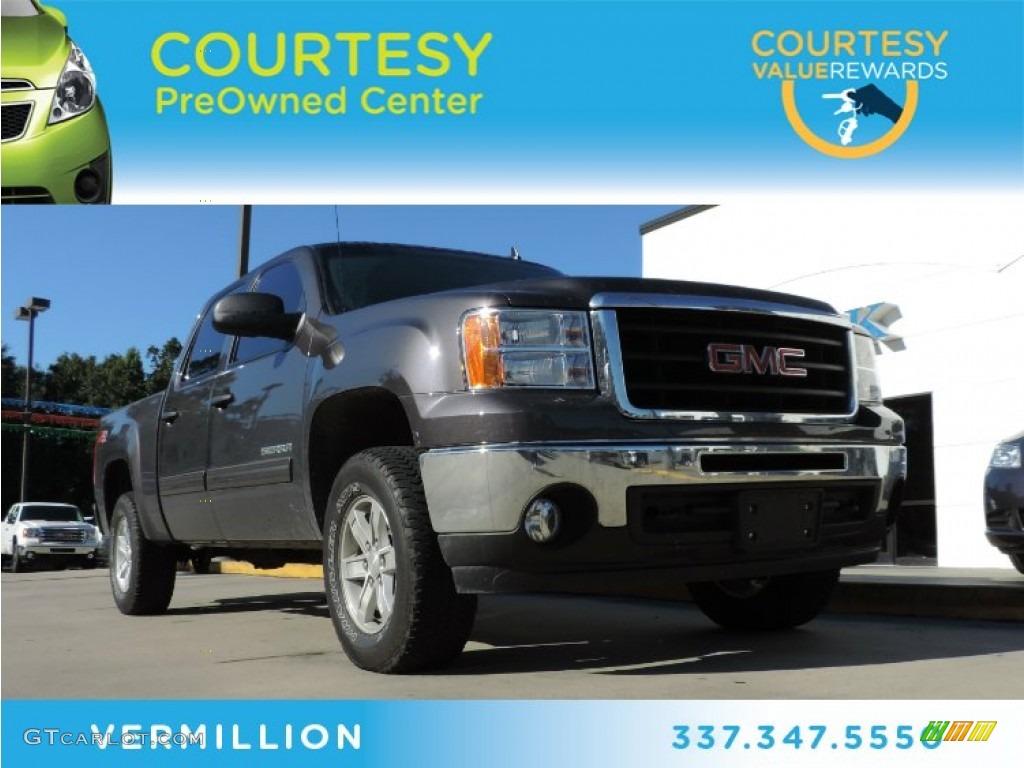 2011 Sierra 1500 SLE Crew Cab 4x4 - Gray Green Metallic / Dark Titanium/Light Titanium photo #1