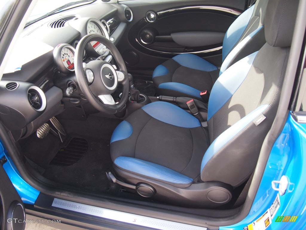 Pacific Blue Leather/Carbon Black Interior 2010 Mini Cooper S Hardtop Photo #86621194