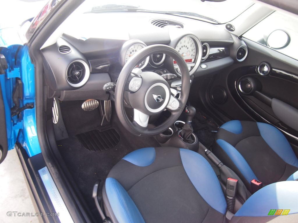 Pacific Blue Leather/Carbon Black Interior 2010 Mini Cooper S Hardtop Photo #86621214