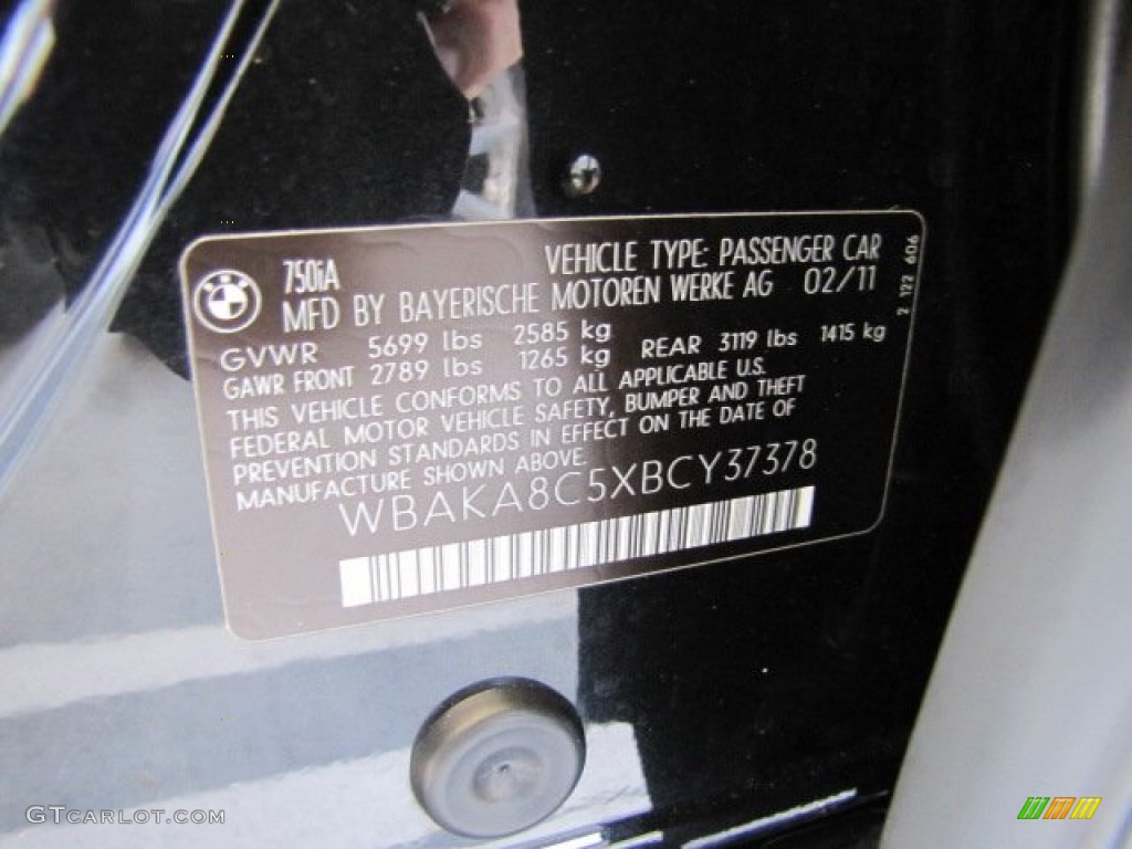 2011 7 Series 750i Sedan - Black Sapphire Metallic / Oyster/Black photo #59
