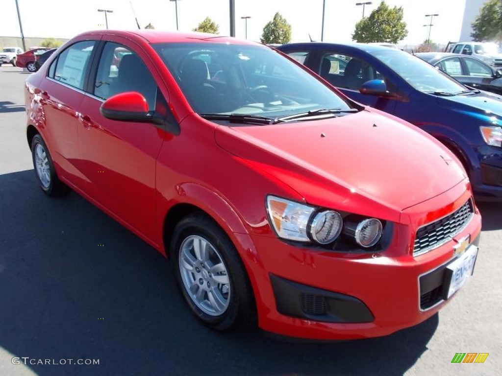 2014 Sonic LT Sedan - Red Hot / Jet Black/Dark Titanium photo #1