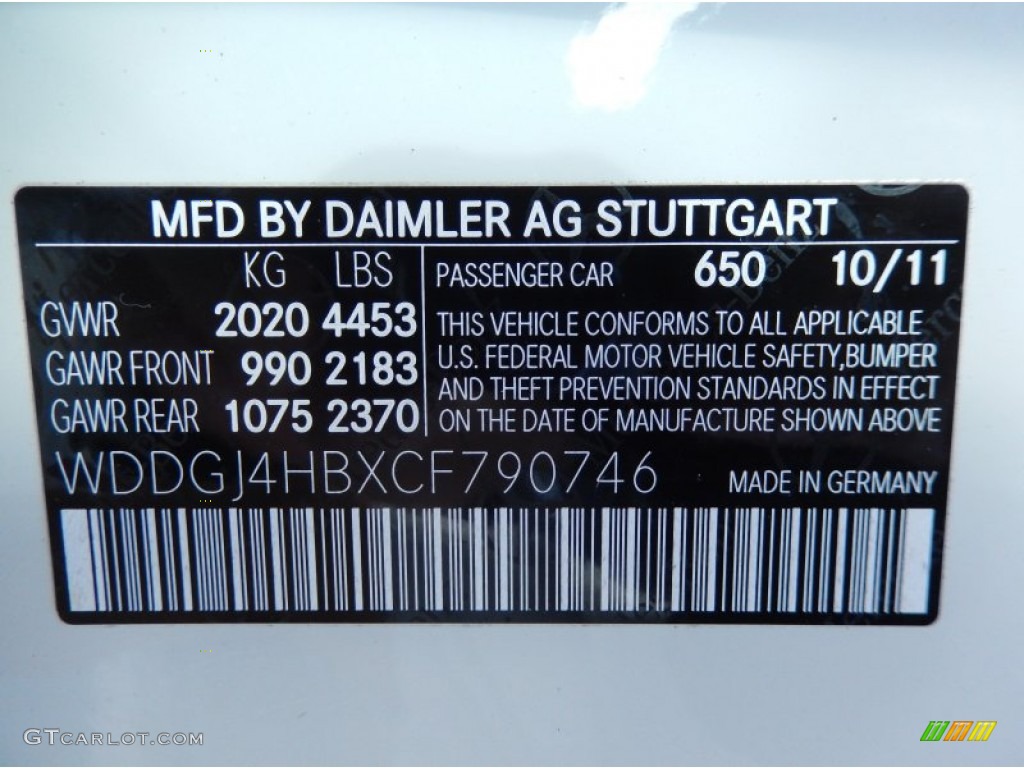 2012 C Color Code 650 for Arctic White Photo #86628979