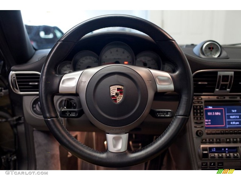 2008 Porsche 911 Turbo Coupe Black/Stone Grey Steering Wheel Photo #86630167