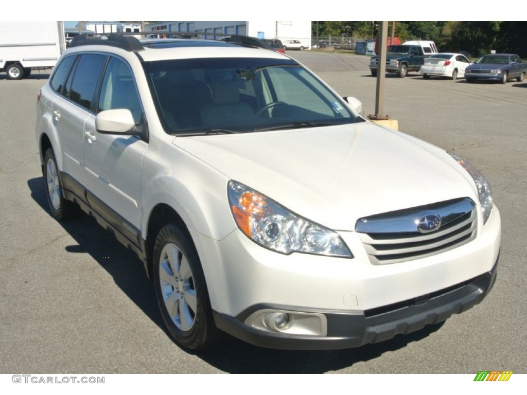 2011 Outback 2.5i Premium Wagon - Satin White Pearl / Warm Ivory photo #2