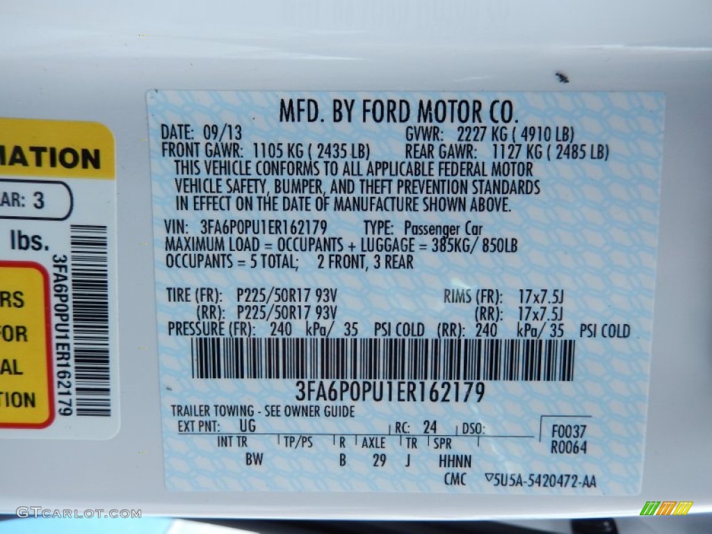 2014 Fusion Color Code UG for White Platinum Photo #86635696