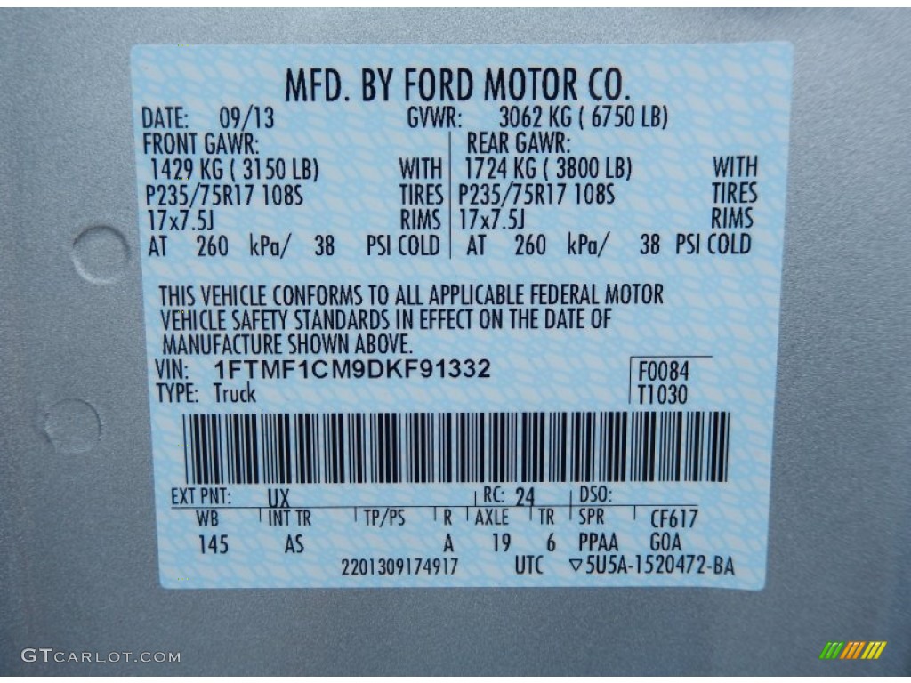UX 2013 Ford F150 XL Regular Cab Parts
