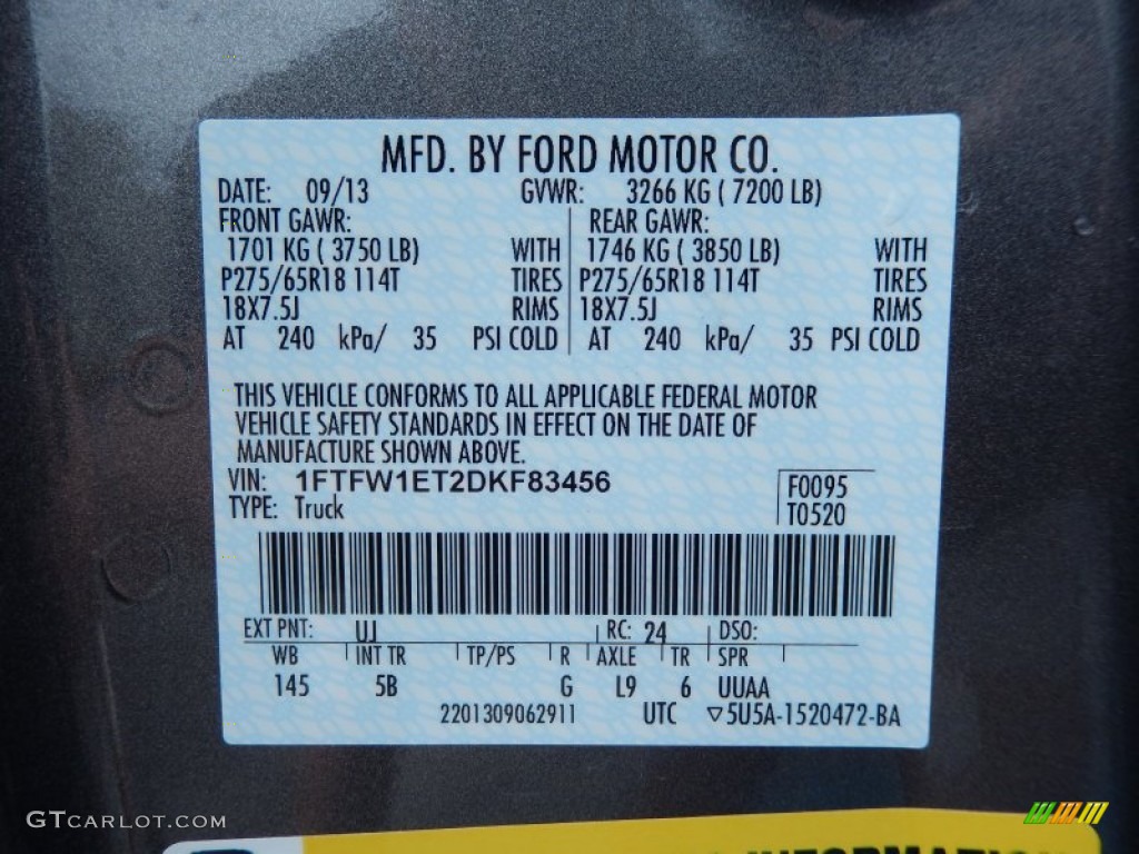 UJ 2013 Ford F150 FX4 SuperCrew 4x4 Parts