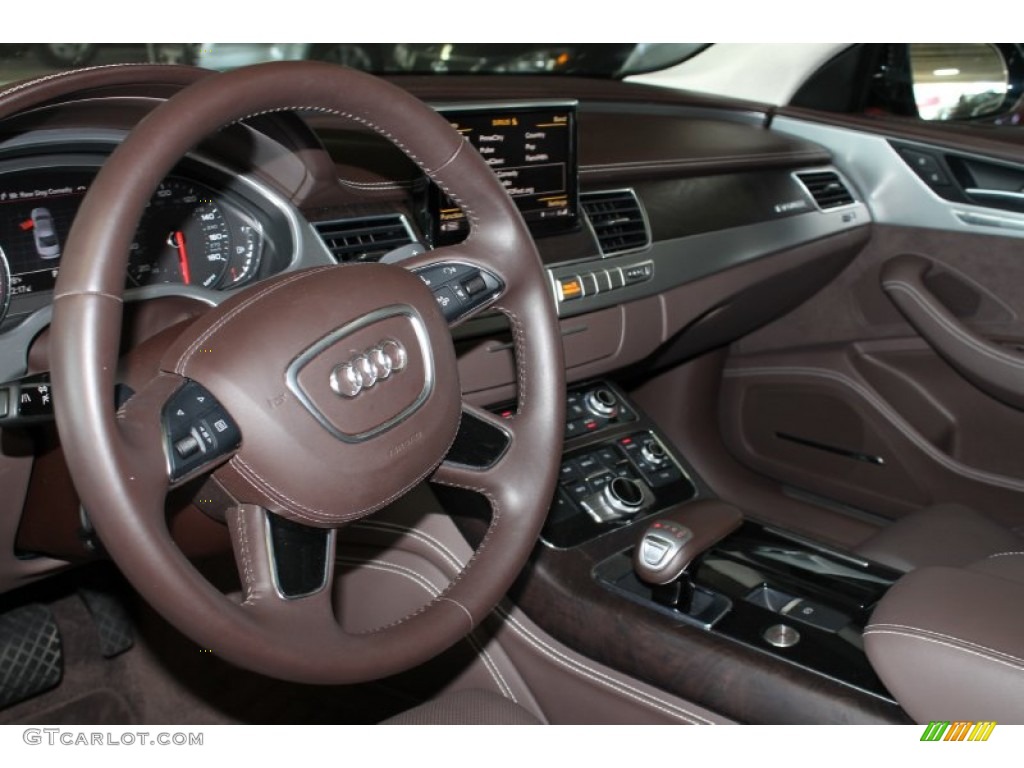 2012 Audi A8 L 4.2 quattro Balao Brown Steering Wheel Photo #86646370