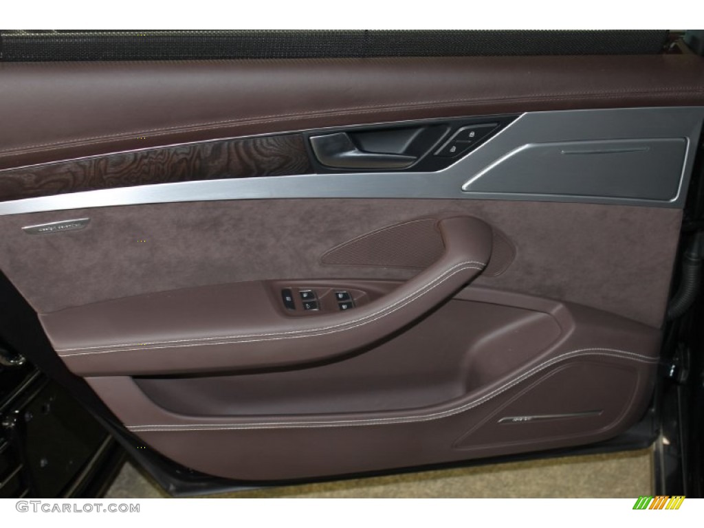 2012 Audi A8 L 4.2 quattro Balao Brown Door Panel Photo #86646697