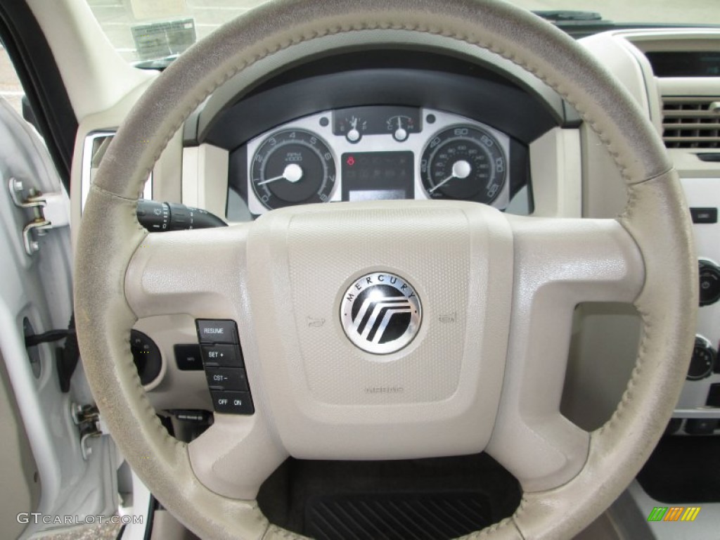 2008 Mercury Mariner V6 4WD Stone Steering Wheel Photo #86655730