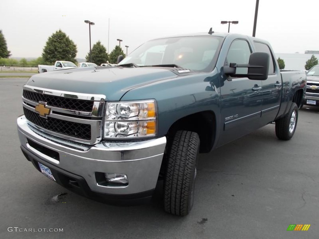 2014 Silverado 3500HD LTZ Crew Cab 4x4 - Blue Granite Metallic / Ebony photo #7