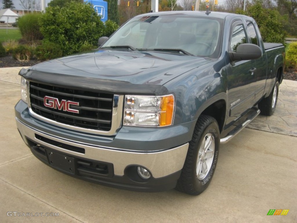 2011 Sierra 1500 SLE Extended Cab 4x4 - Stealth Gray Metallic / Ebony photo #1