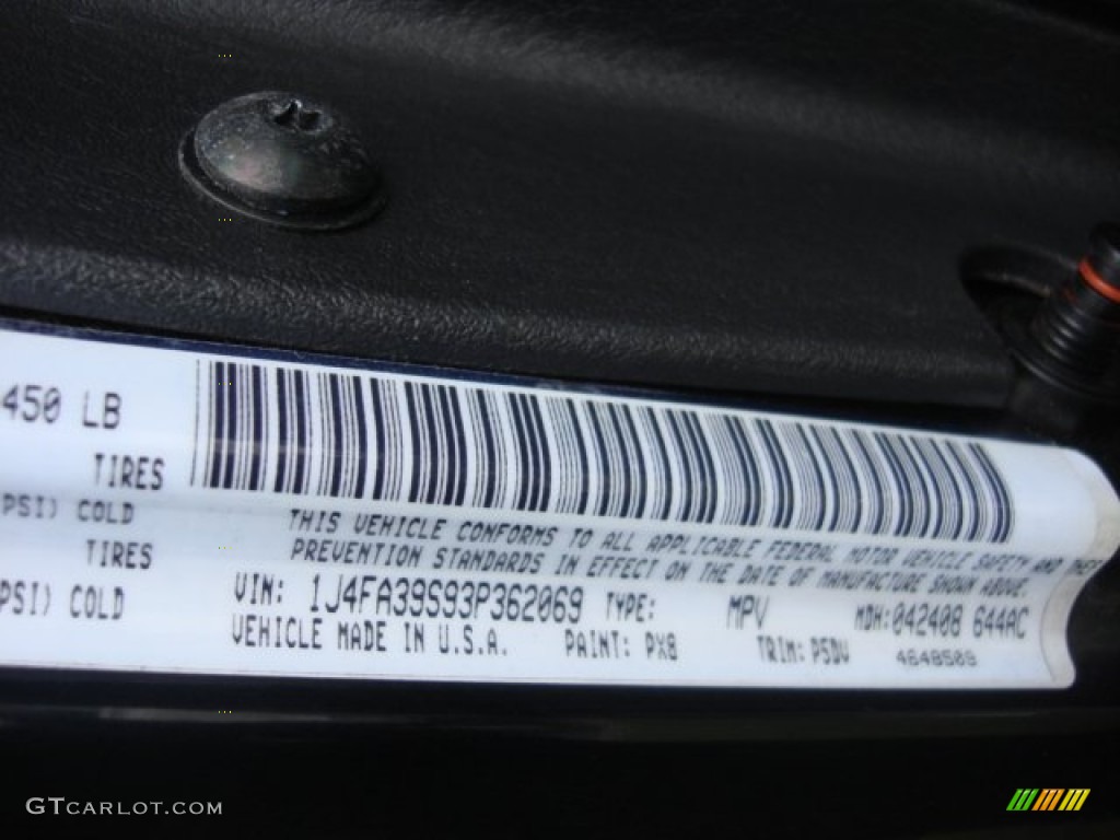 2003 Wrangler Color Code PX8 for Black Clearcoat Photo #86664897