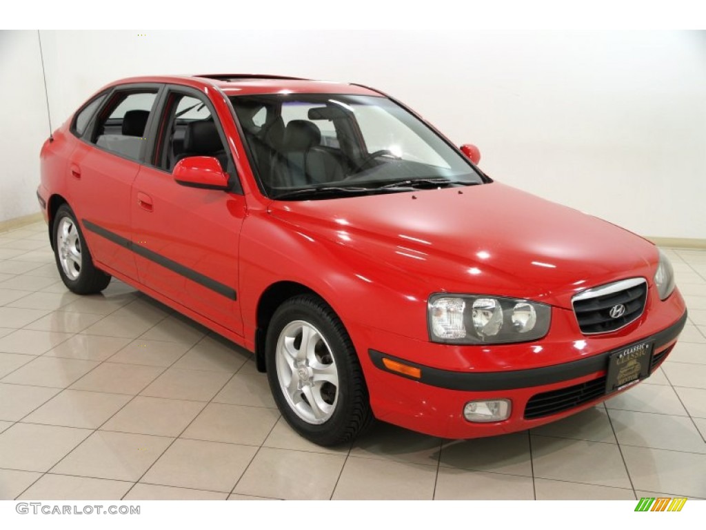 2003 Elantra GT Hatchback - Rally Red / Dark Gray photo #1