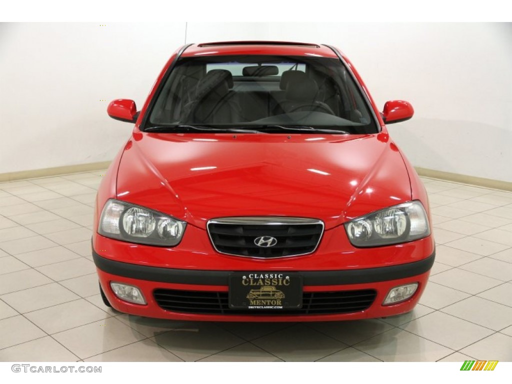 2003 Elantra GT Hatchback - Rally Red / Dark Gray photo #2