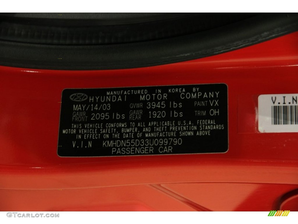 2003 Elantra GT Hatchback - Rally Red / Dark Gray photo #16
