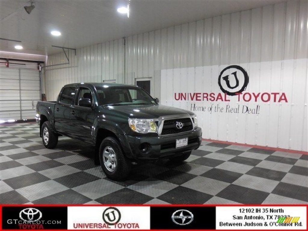 2011 Tacoma SR5 PreRunner Double Cab - Timberland Green Mica / Graphite Gray photo #1