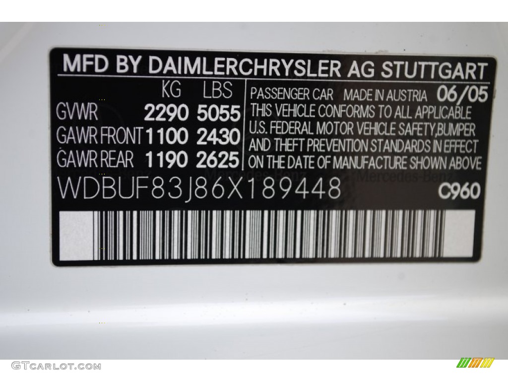 2006 Mercedes-Benz E 500 4Matic Sedan Color Code Photos