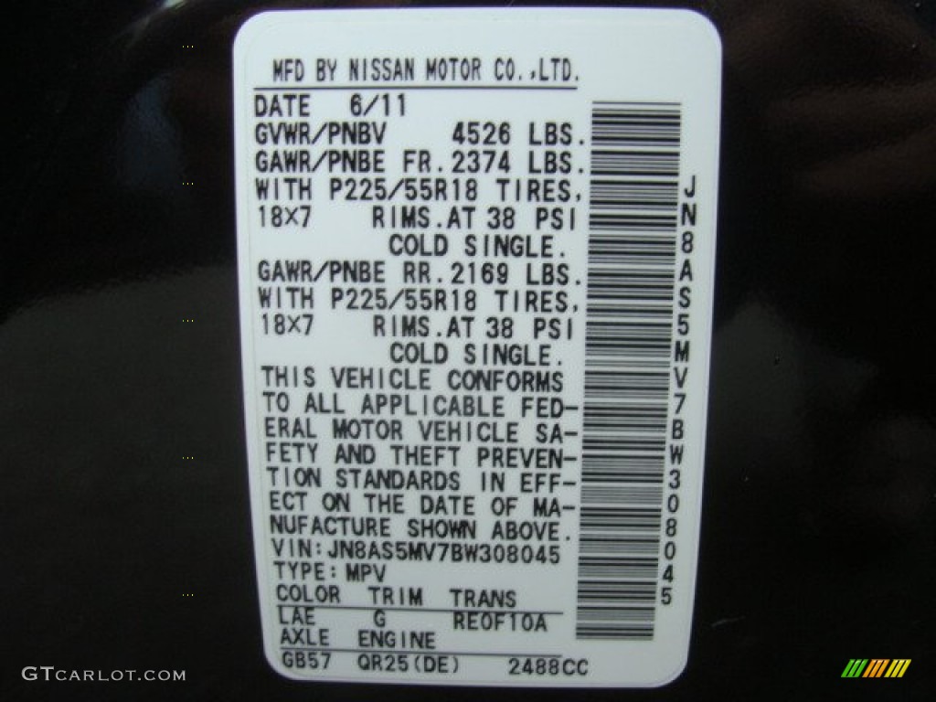 2011 Rogue SV AWD - Black Amethyst / Black photo #32