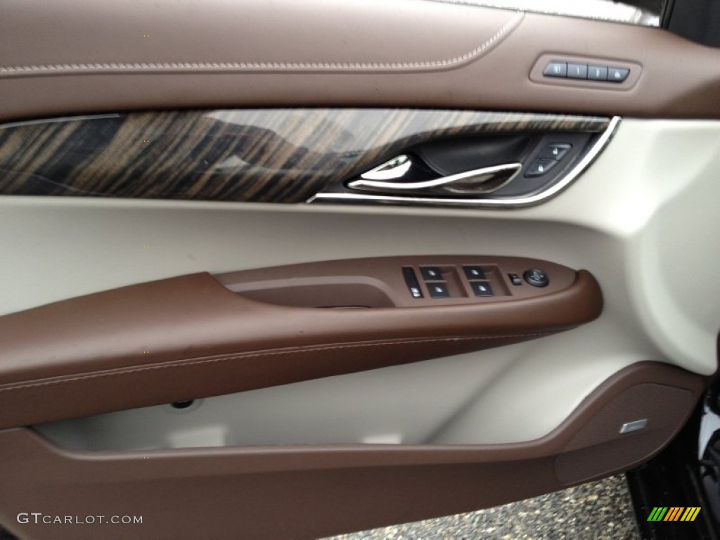 2013 Cadillac ATS 2.0L Turbo Luxury Light Platinum/Brownstone Accents Door Panel Photo #86690346