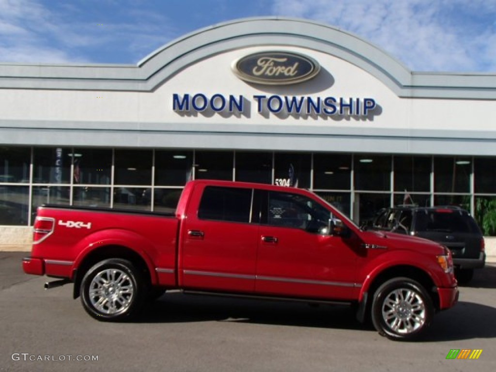 2010 F150 Platinum SuperCrew 4x4 - Red Candy Metallic / Sienna Brown Leather/Black photo #1