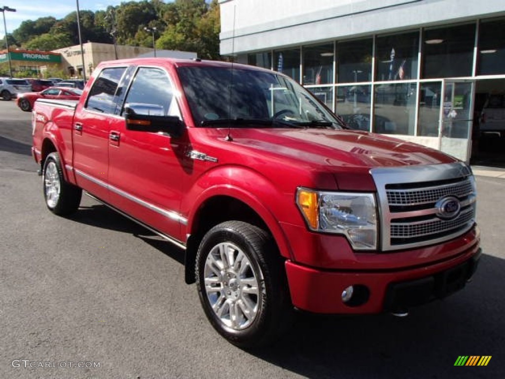 2010 F150 Platinum SuperCrew 4x4 - Red Candy Metallic / Sienna Brown Leather/Black photo #2
