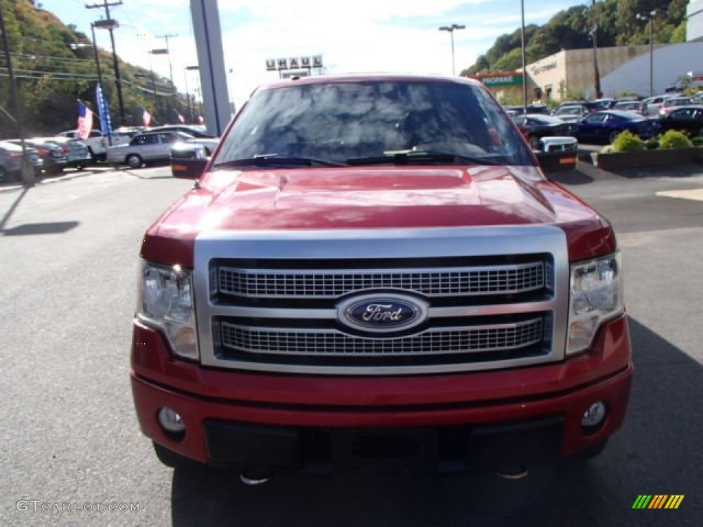 2010 F150 Platinum SuperCrew 4x4 - Red Candy Metallic / Sienna Brown Leather/Black photo #3