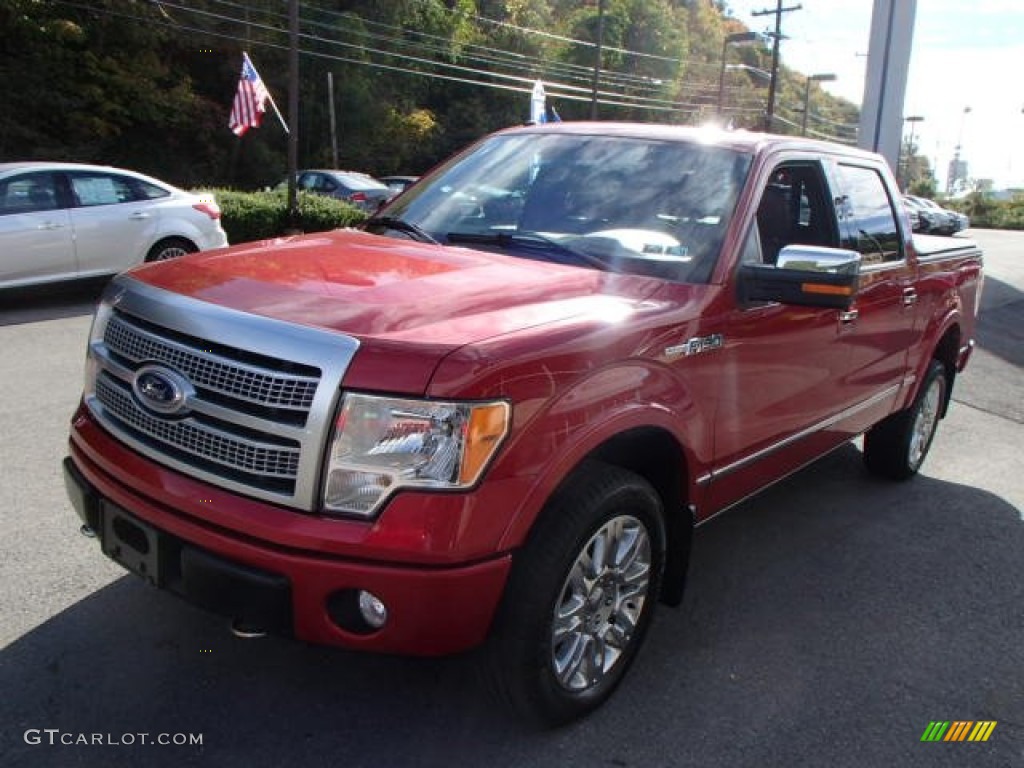 2010 F150 Platinum SuperCrew 4x4 - Red Candy Metallic / Sienna Brown Leather/Black photo #4