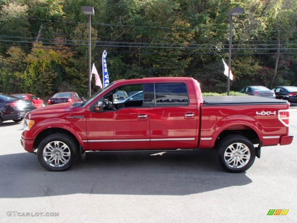 2010 F150 Platinum SuperCrew 4x4 - Red Candy Metallic / Sienna Brown Leather/Black photo #5