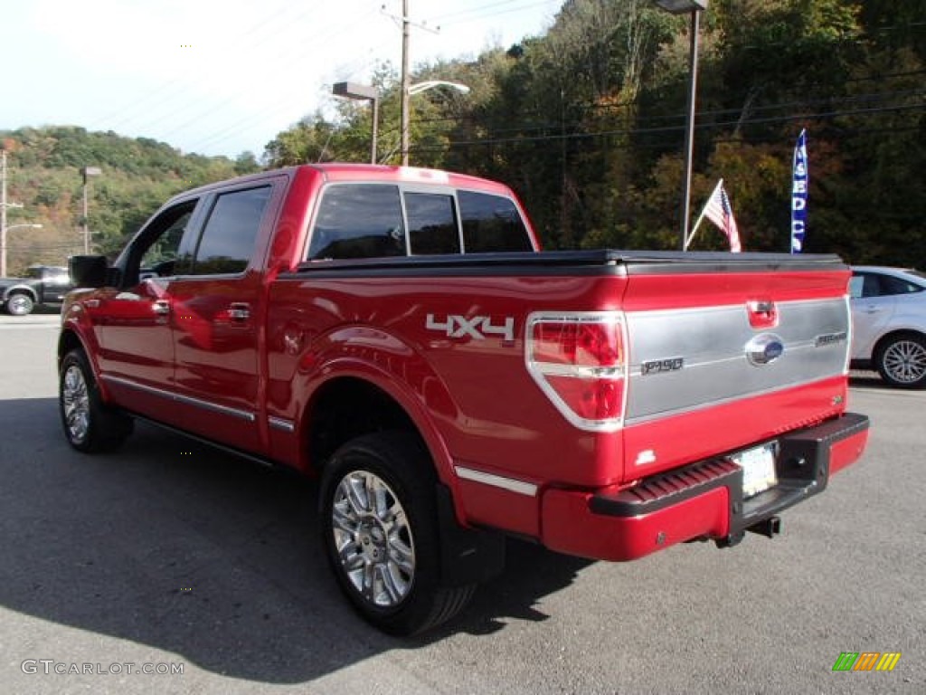 2010 F150 Platinum SuperCrew 4x4 - Red Candy Metallic / Sienna Brown Leather/Black photo #6