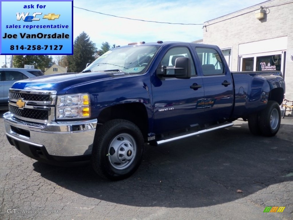 2014 Silverado 3500HD WT Crew Cab Dual Rear Wheel 4x4 - Blue Topaz Metallic / Dark Titanium photo #1