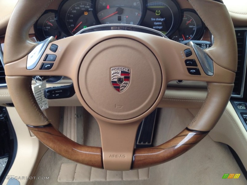 2011 Porsche Panamera 4S Cognac/Cedar Natural Leather Steering Wheel Photo #86698695