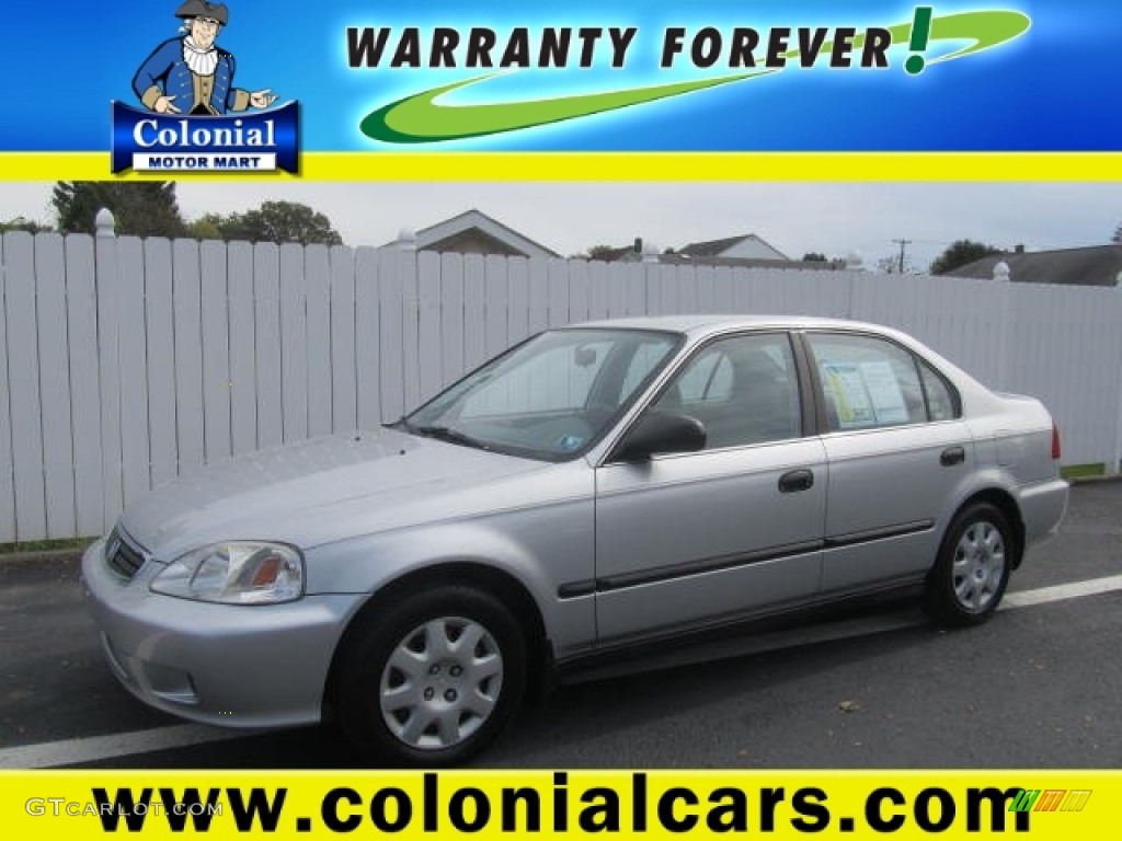 1999 Civic LX Sedan - Vogue Silver Metallic / Gray photo #1