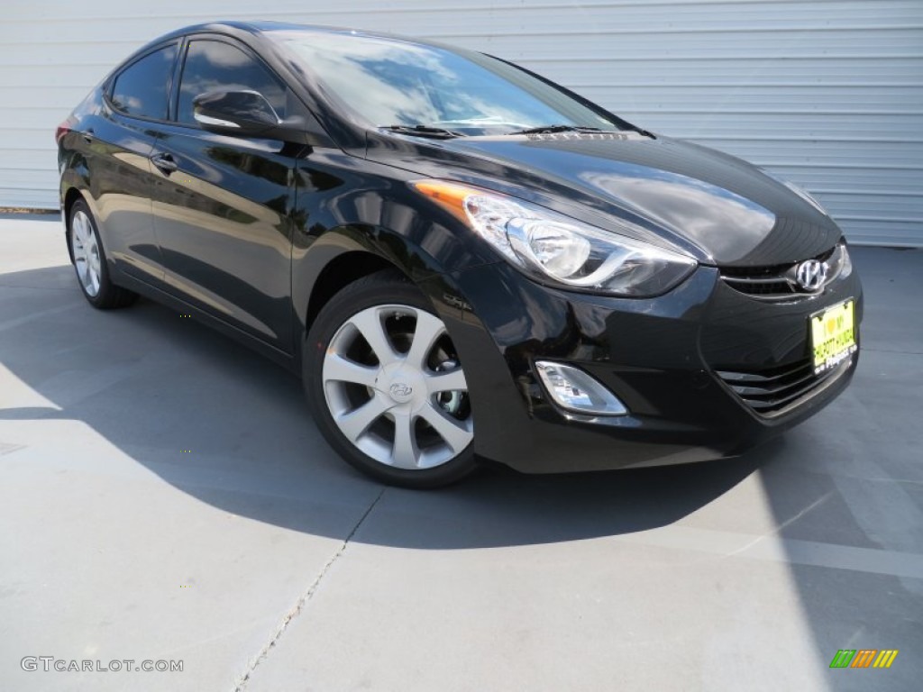 2013 Elantra Limited - Midnight Black / Gray photo #2
