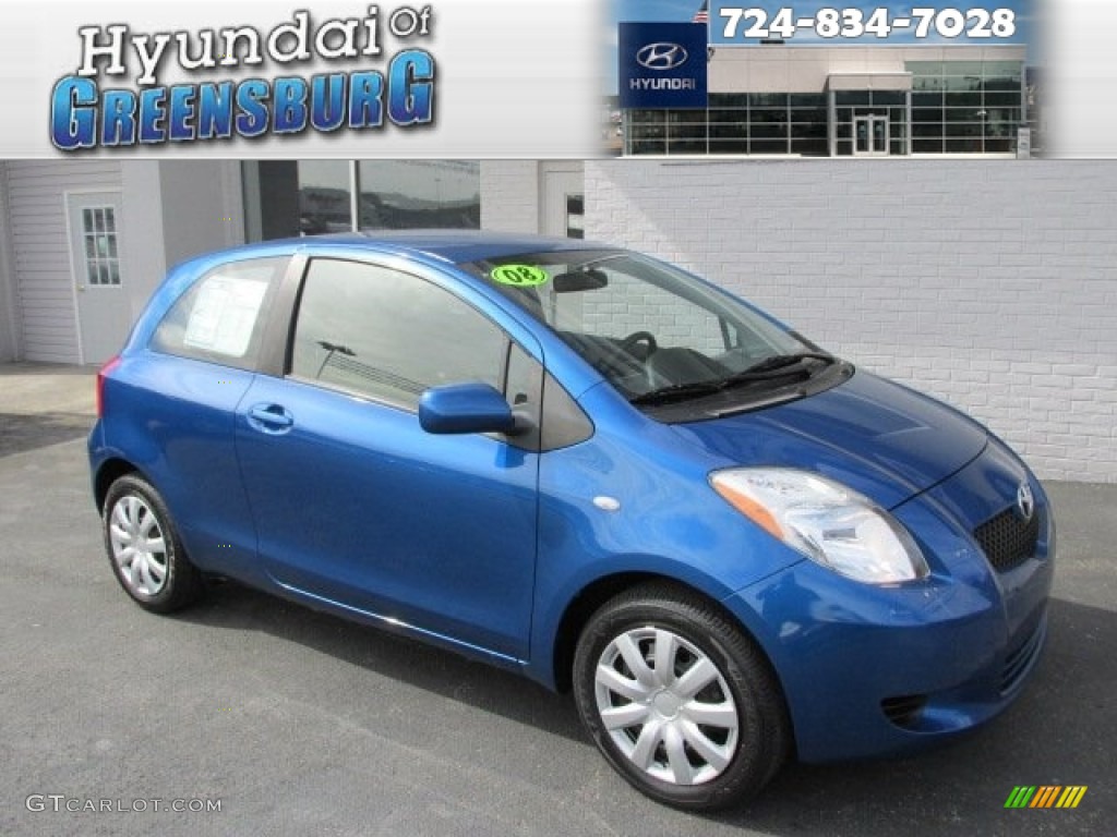2008 Yaris S 3 Door Liftback - Blazing Blue Pearl / Dark Charcoal photo #1