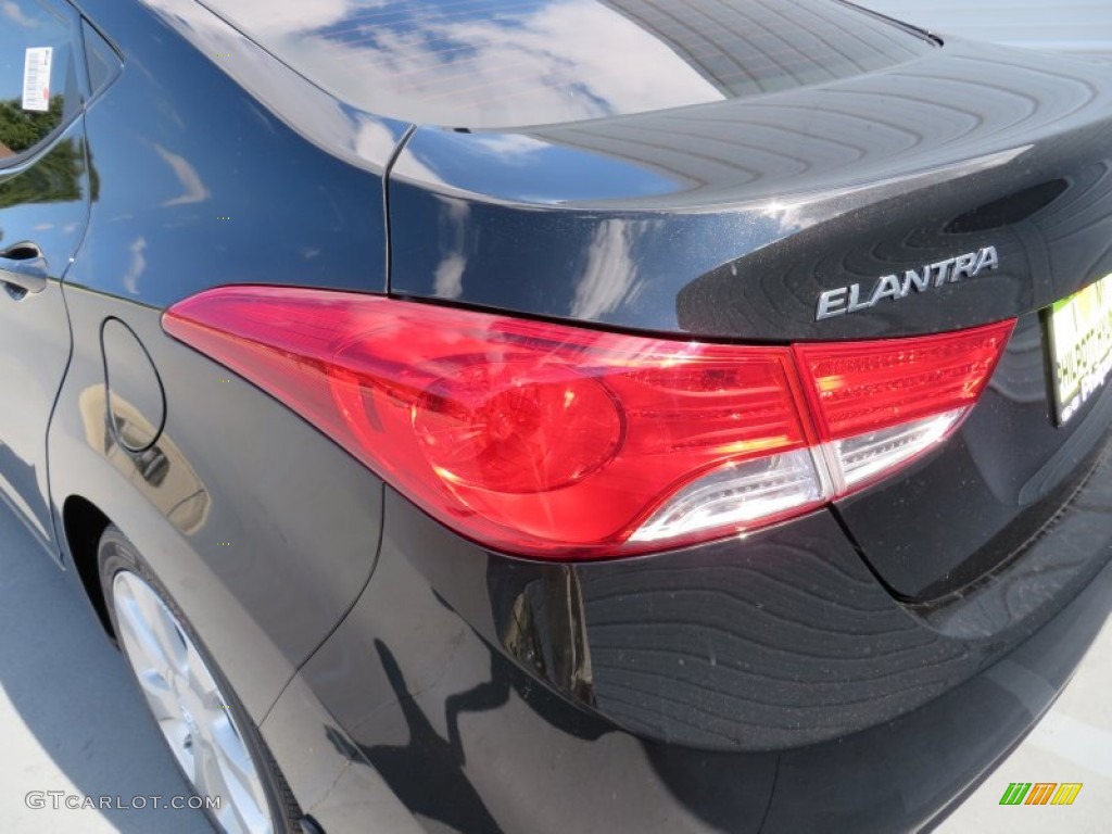 2013 Elantra Limited - Midnight Black / Gray photo #13