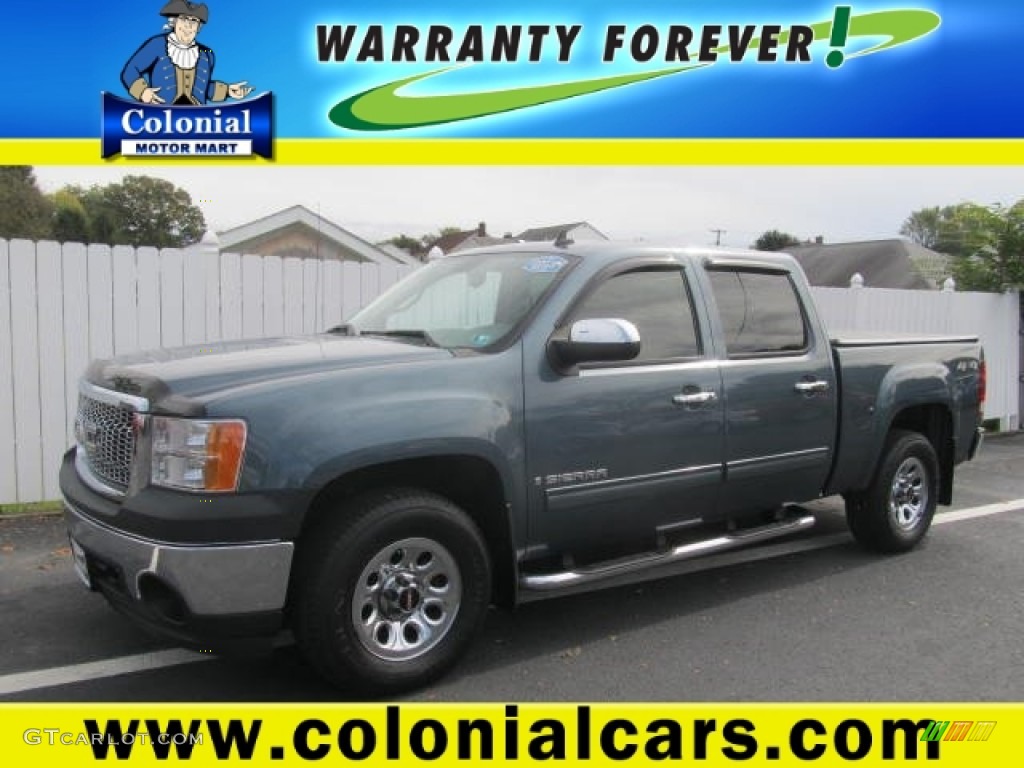 2008 Sierra 1500 SLE Crew Cab 4x4 - Stealth Gray Metallic / Dark Titanium photo #1