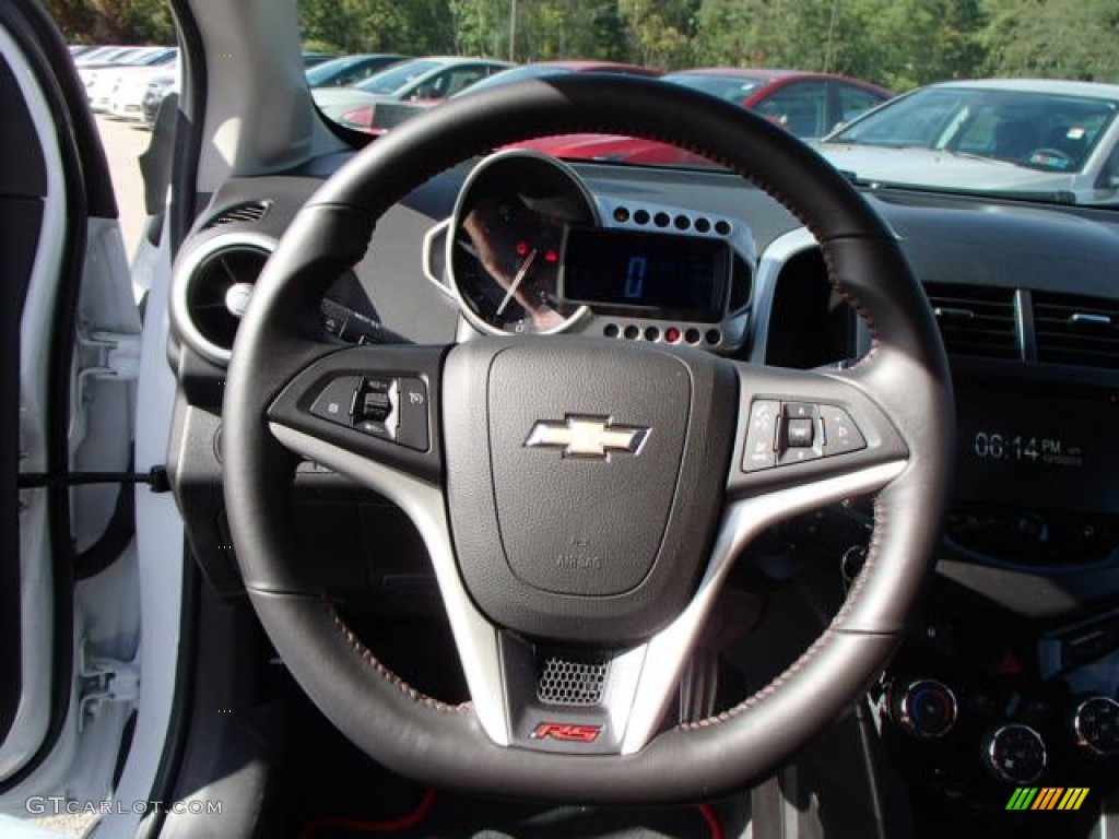 2013 Chevrolet Sonic RS Hatch RS Jet Black Leather/Microfiber Steering Wheel Photo #86709624