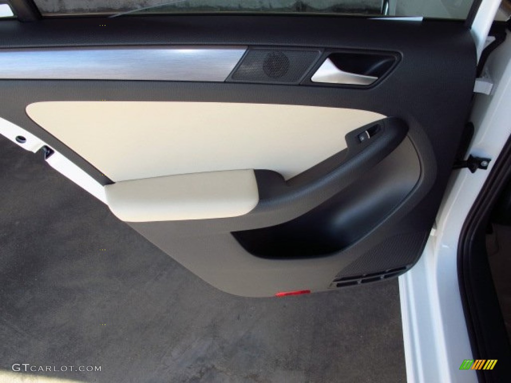 2014 Volkswagen Jetta SEL Sedan 2 Tone Cornsilk Beige/Black Door Panel Photo #86713113